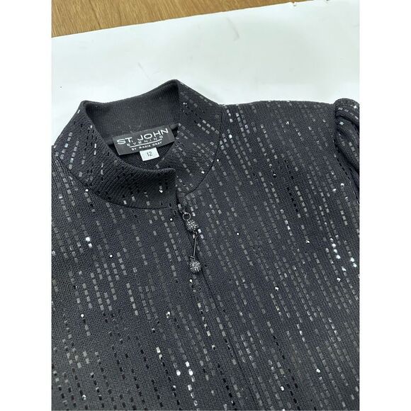 St. John Evening Black Sequined Jacket - Picture 11 of 11
